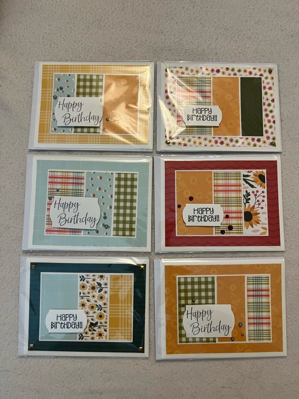 Handmade 'Happy Birthday' Card Set — Yellow & Green Assortment